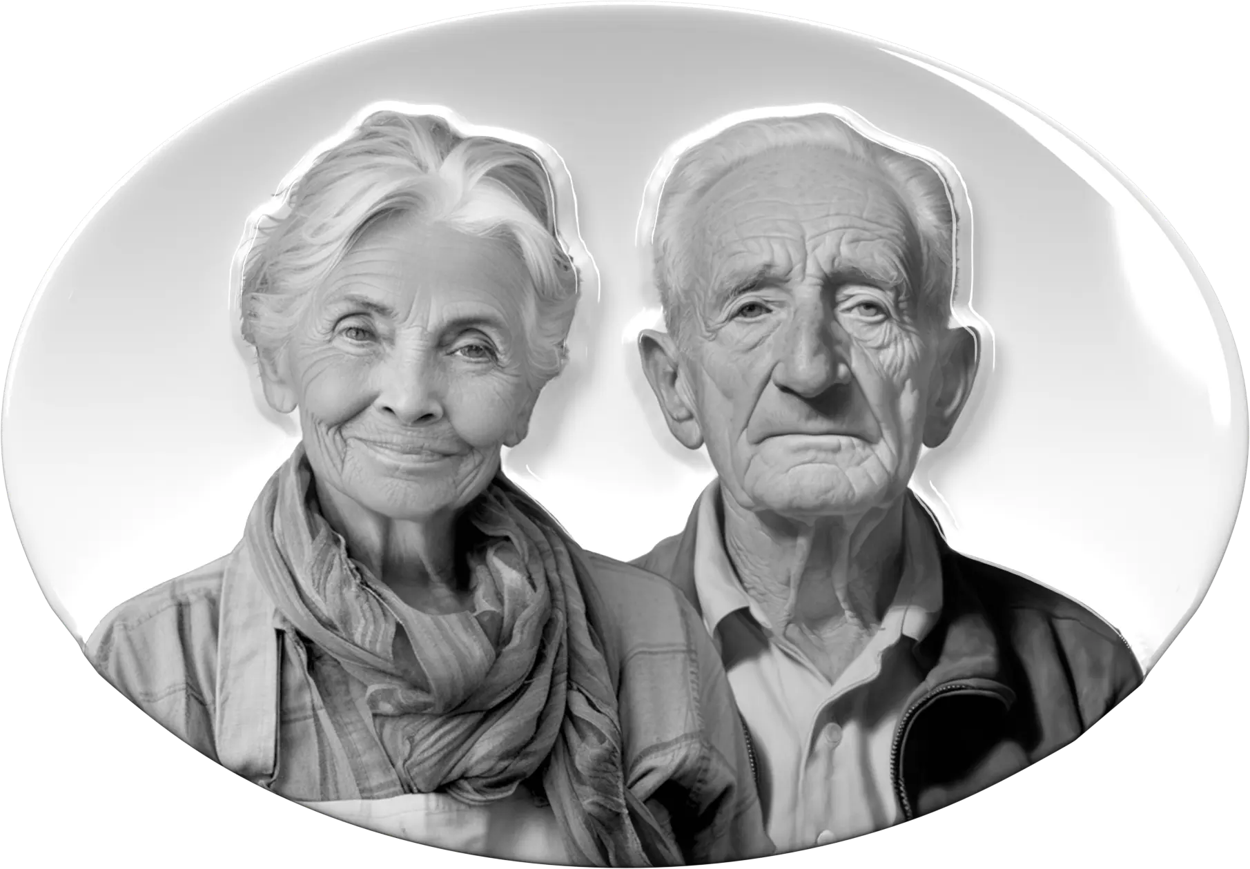 Фотографія пари на овальній 3D-порцеляні